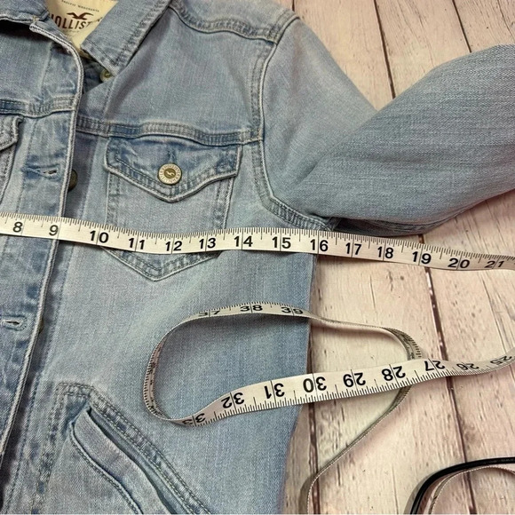 hollister denim jean jacket light wash sz small cotton blend boho western - Picture 6 of 8